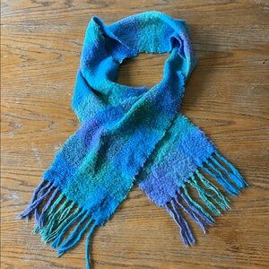 78” long blue green lavender made Ireland Donegal Design mohair blend scarf